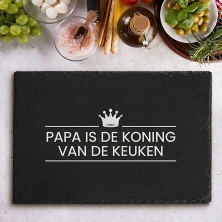 Op maat gemaakte leisteenplaat met gegraveerde tekst - The King Of The Kitchen