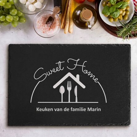Op maat gemaakte leisteenplaat met gegraveerde tekst - Sweet home