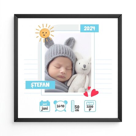 Gepersonaliseerd schilderij met een foto en een boodschap - Hello, Baby