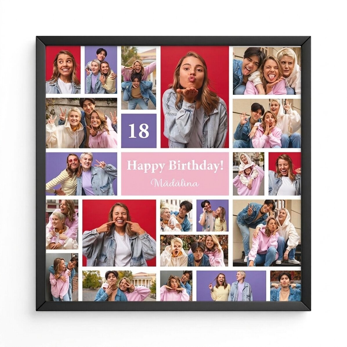 Gepersonaliseerd schilderij met 21 foto’s en tekst - Collage