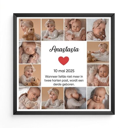 Gepersonaliseerd schilderij met 12 foto's en tekst - Herinneringen