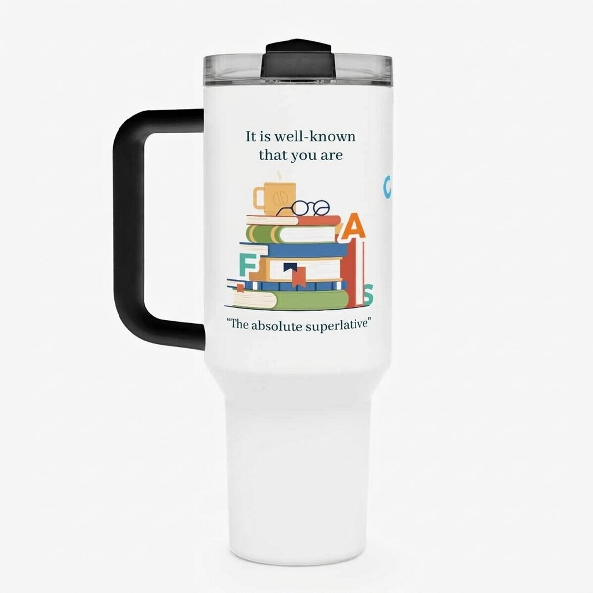 Thermosbeker met handvat en rietje, gepersonaliseerd met een boodschap - Leraar Roemeens