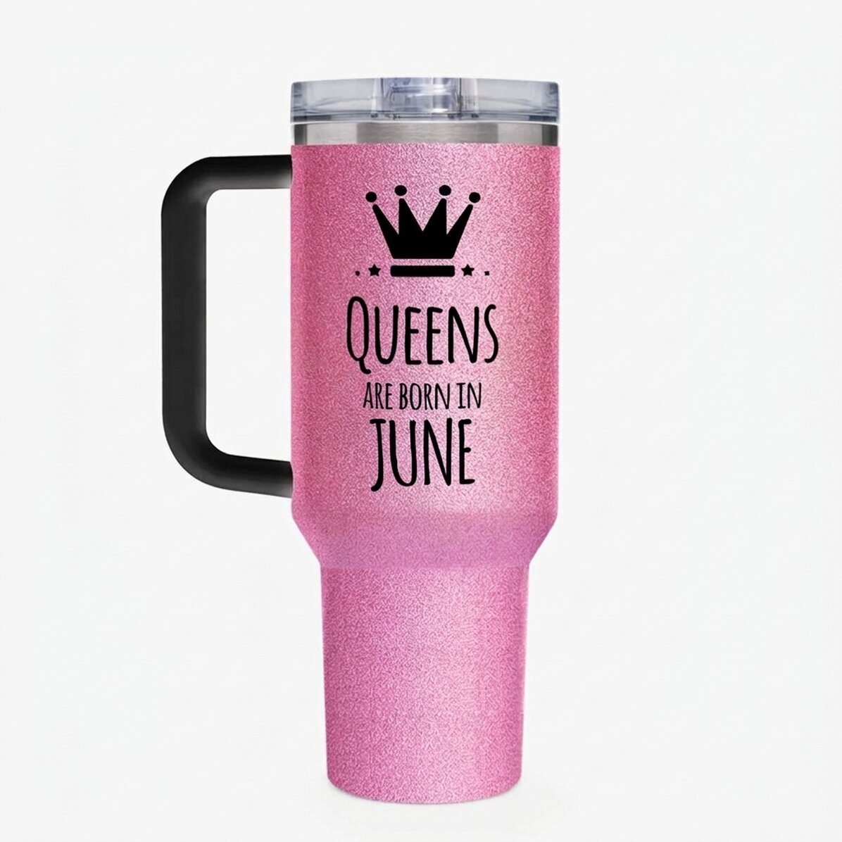 Thermosfles met handvat en rietje, gepersonaliseerd met tekst - Queens