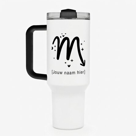 Thermosfles met handvat en rietje, gepersonaliseerd met tekst - Sterrenbeeld Schorpioen