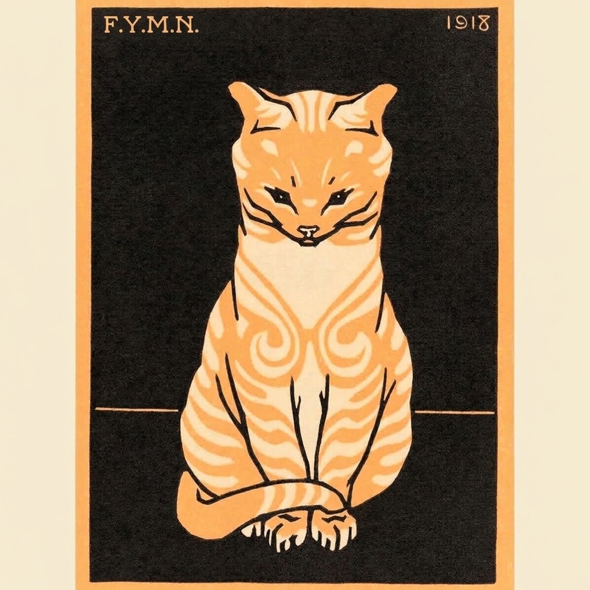 Poster van Julie de Graag, ‘Sitting cat’, 1918