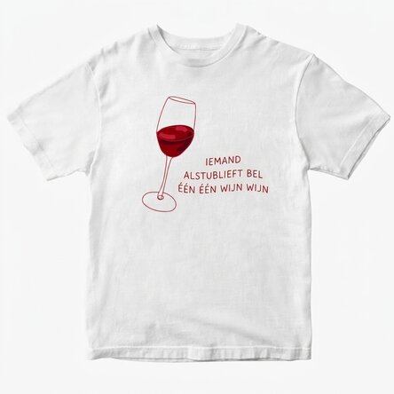 Katoenen T-shirt met gepersonaliseerde tekst - Call Nine Wine Wine