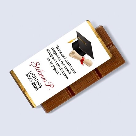 Gepersonaliseerde mini-chocoladereep met boodschap - Afstuderen
