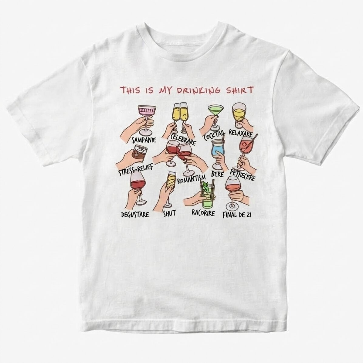 Katoenen T-shirt met eigen tekst - My drinking shirt
