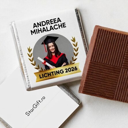 Gepersonaliseerde mini-chocolade met tekst en foto of logo - Afstuderen