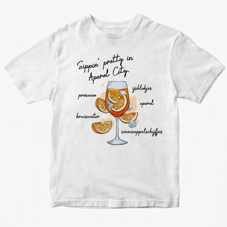 Katoenen T-shirt met gepersonaliseerde tekst - Aperol