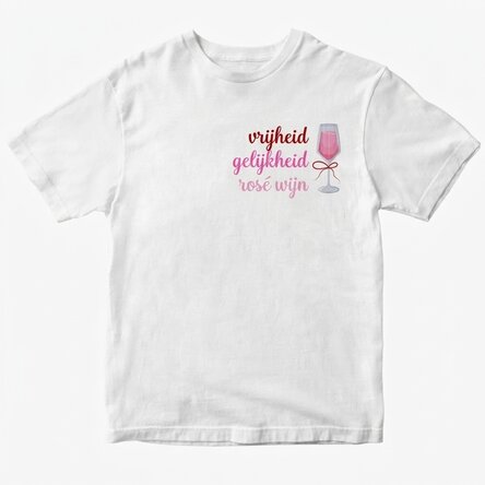 Katoenen T-shirt met gepersonaliseerde tekst - Liberté, égalité, rosé