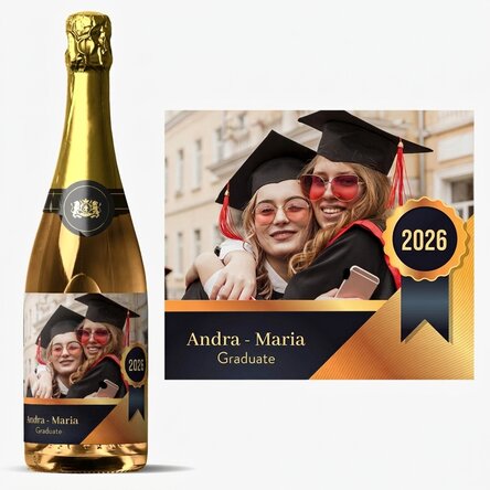 Personalised sparkling wine with a message and a photo - Graduation