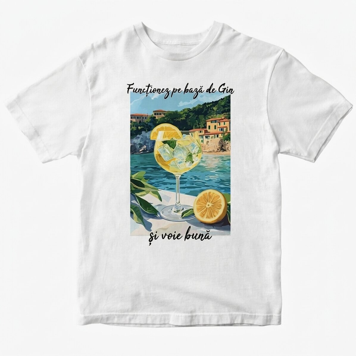 Katoenen T-shirt met gepersonaliseerde tekst - Running on Gin