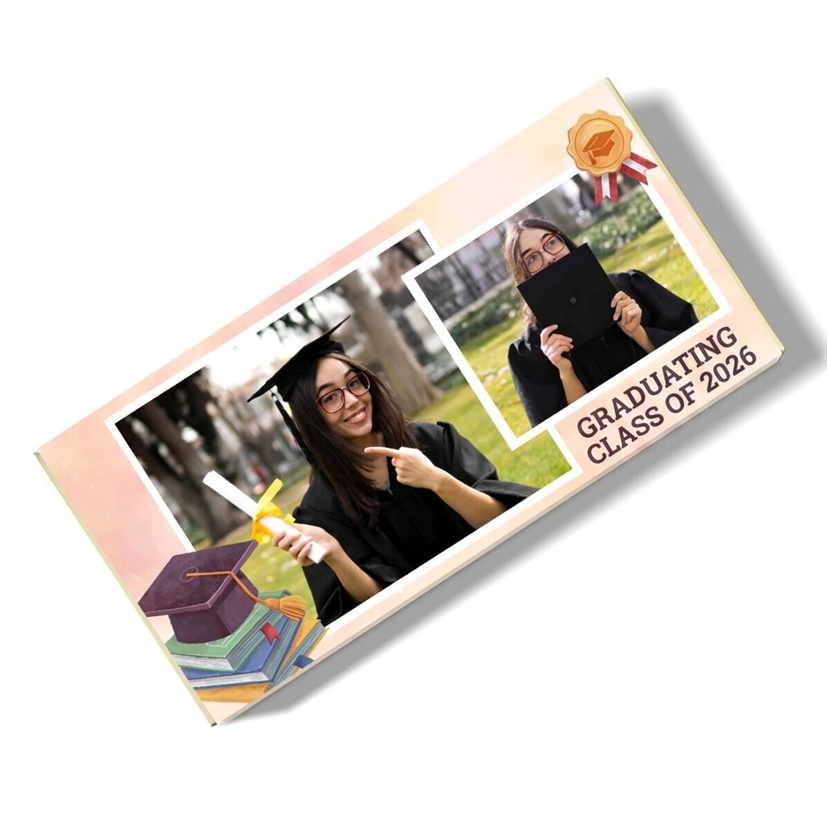 Chocolade met persoonlijke tekst en 2 foto