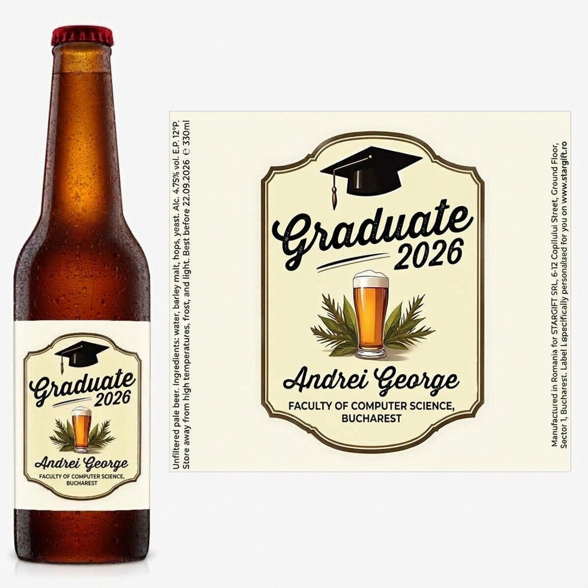 Bier met een persoonlijke boodschap - Afgestudeerde