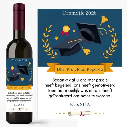 Gepersonaliseerde wijn met een boodschap voor de leraar – Bedankt!