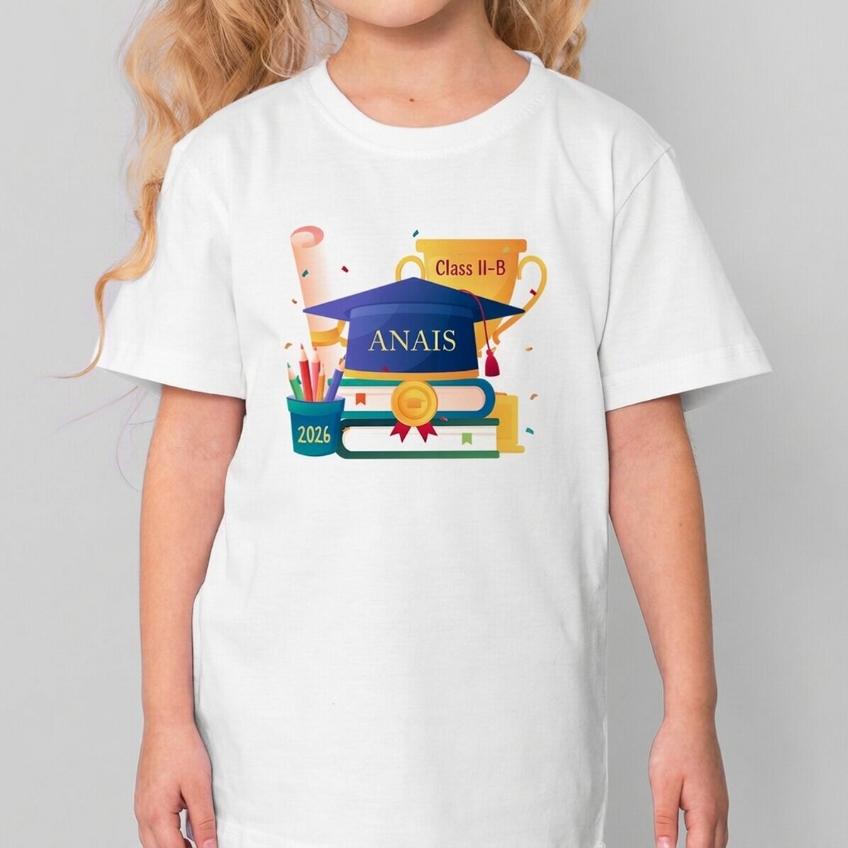 Katoenen T-shirt voor kinderen, gepersonaliseerd met tekst - Absolventa