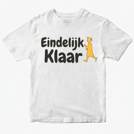 Katoenen T-shirt met gepersonaliseerde tekst - Eindelijk klaar
