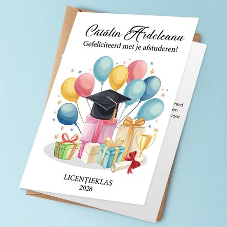Gepersonaliseerde wenskaart met tekst - Afstudeerkaarten