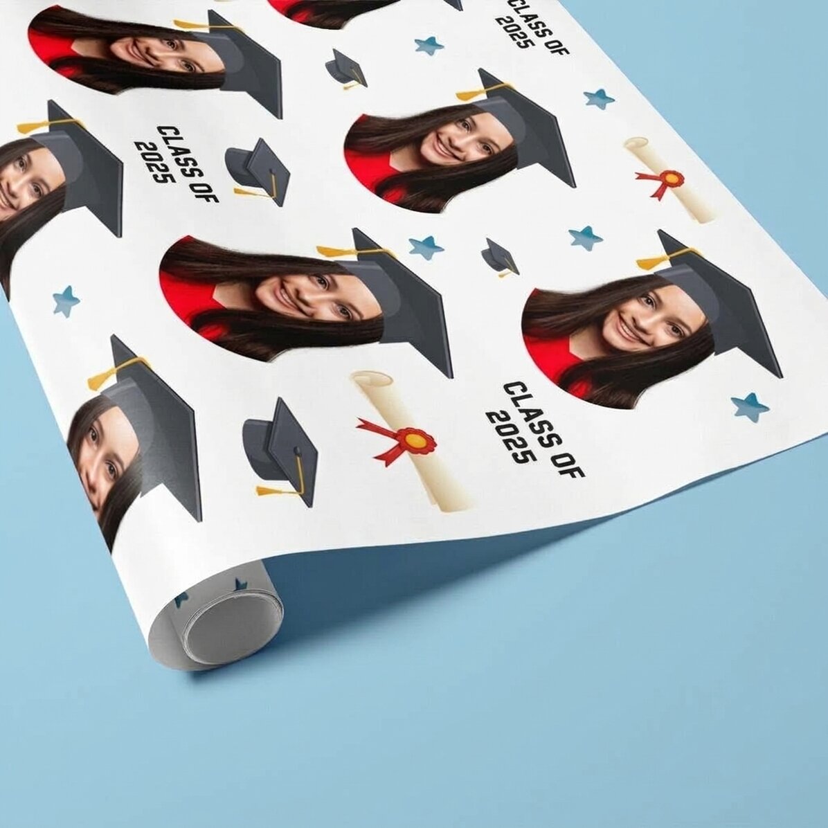 Cadeaupapier met eigen foto en tekst - Afstuderen