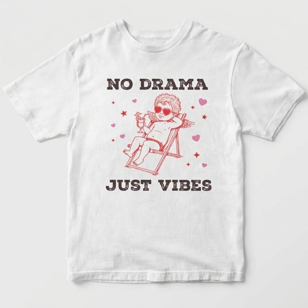 Gepersonaliseerd katoenen T-shirt - No drama, just vibes