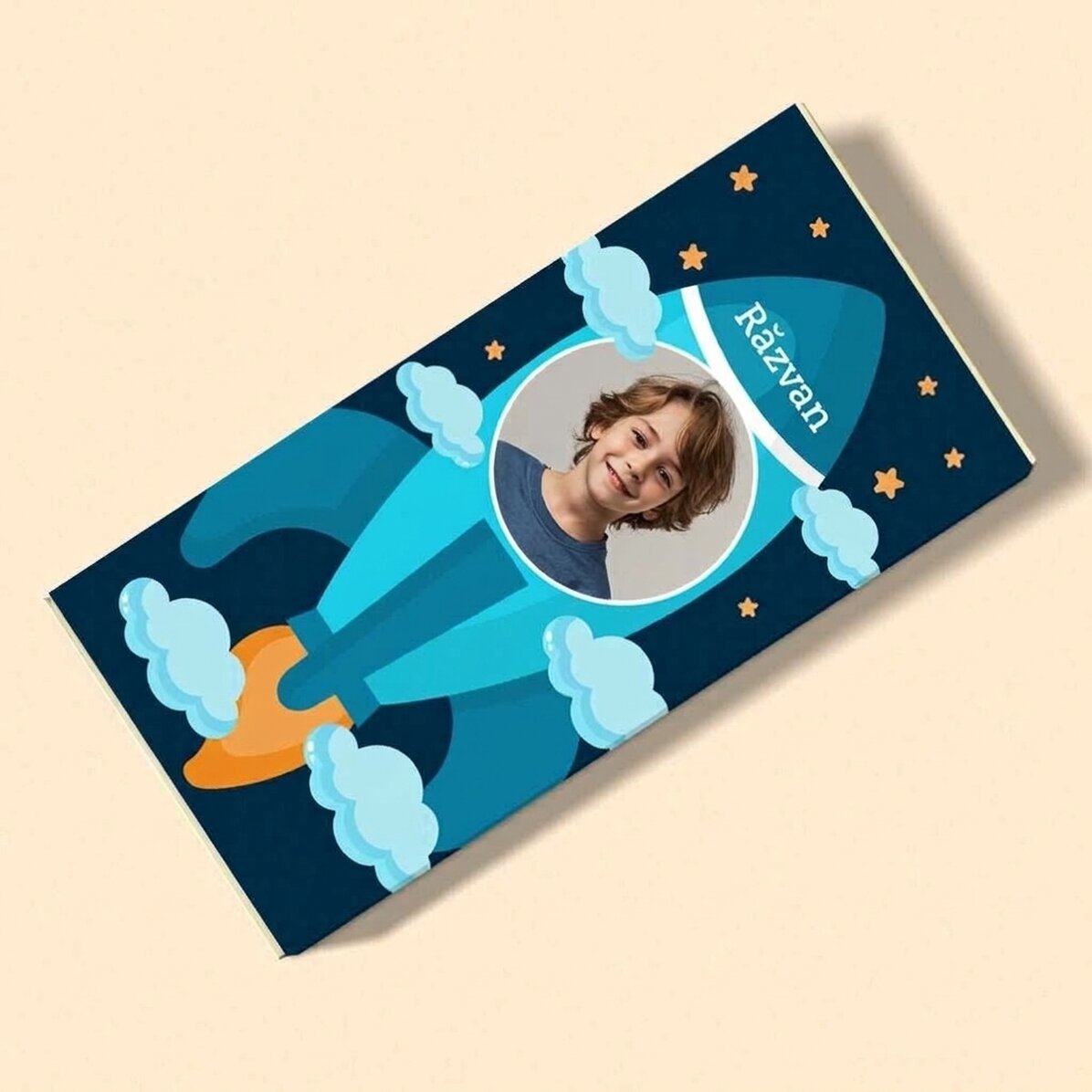 Chocolade met persoonlijke tekst en foto - Astronaut