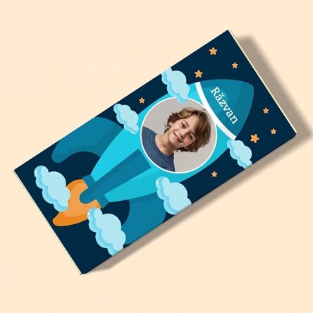 Chocolade met persoonlijke tekst en foto - Astronaut
