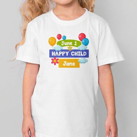 Personalised cotton T-shirt for children with message - Children's Day