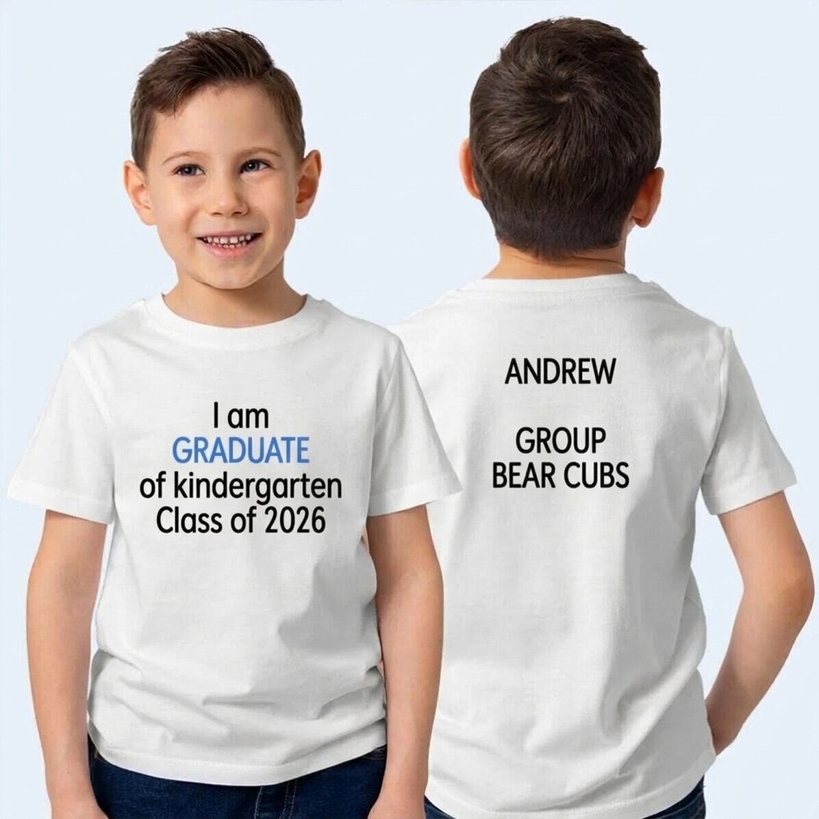 Katoenen T-shirt voor kinderen, bedrukt met tekst aan beide kanten