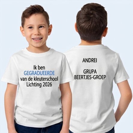 Katoenen T-shirt voor kinderen, bedrukt met tekst aan beide kanten