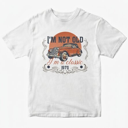 Katoenen T-shirt met gepersonaliseerde tekst - I'm a classic