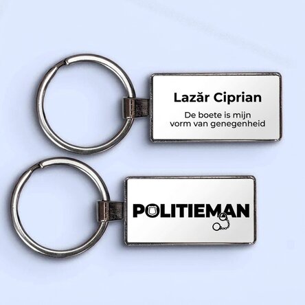 Gepersonaliseerde sleutelhanger met naam en tekst - Politieagent