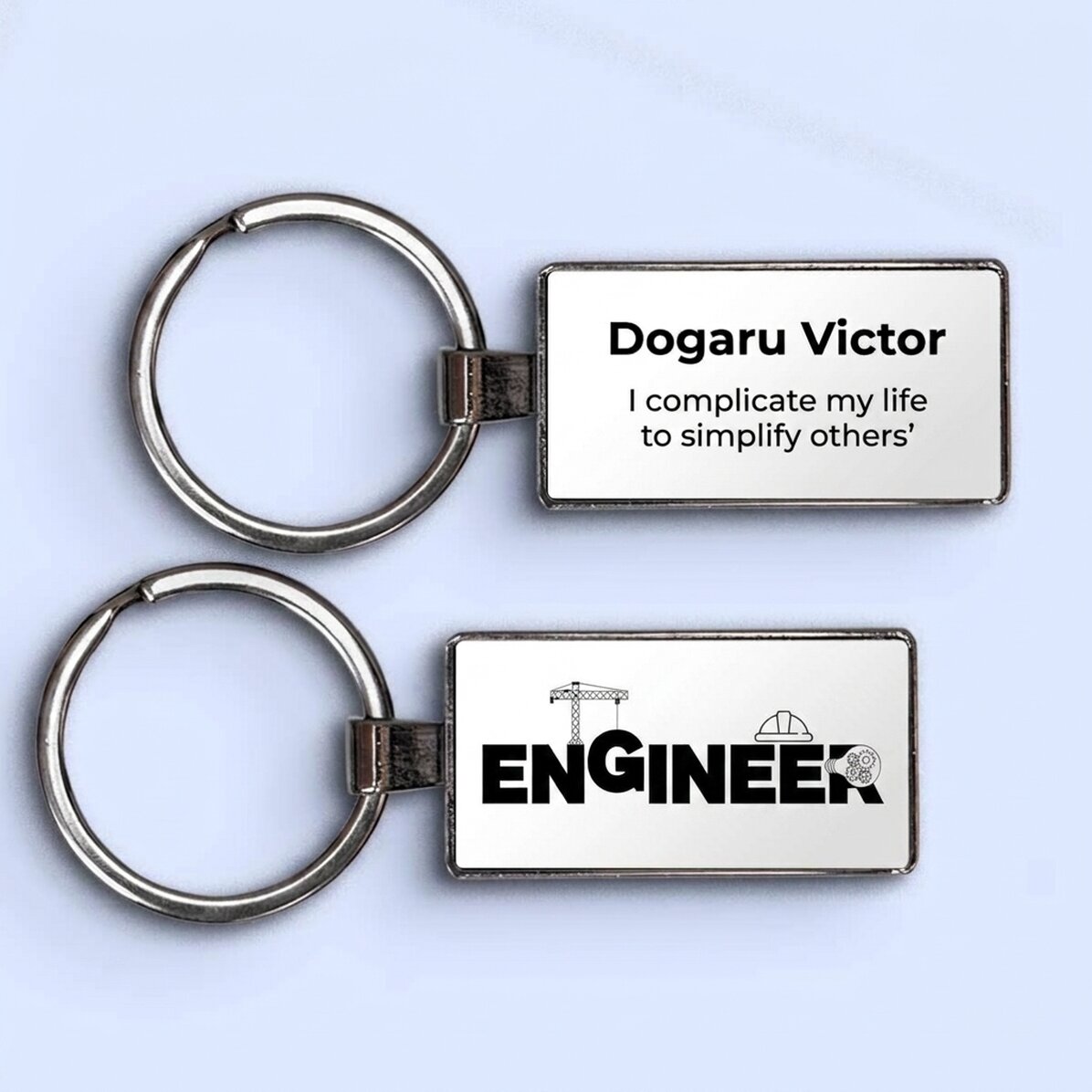 Gepersonaliseerde sleutelhanger met naam en tekst - Ingenieur