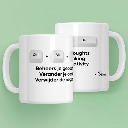 Gepersonaliseerde mok met tekst - Ctrl + Alt + Del