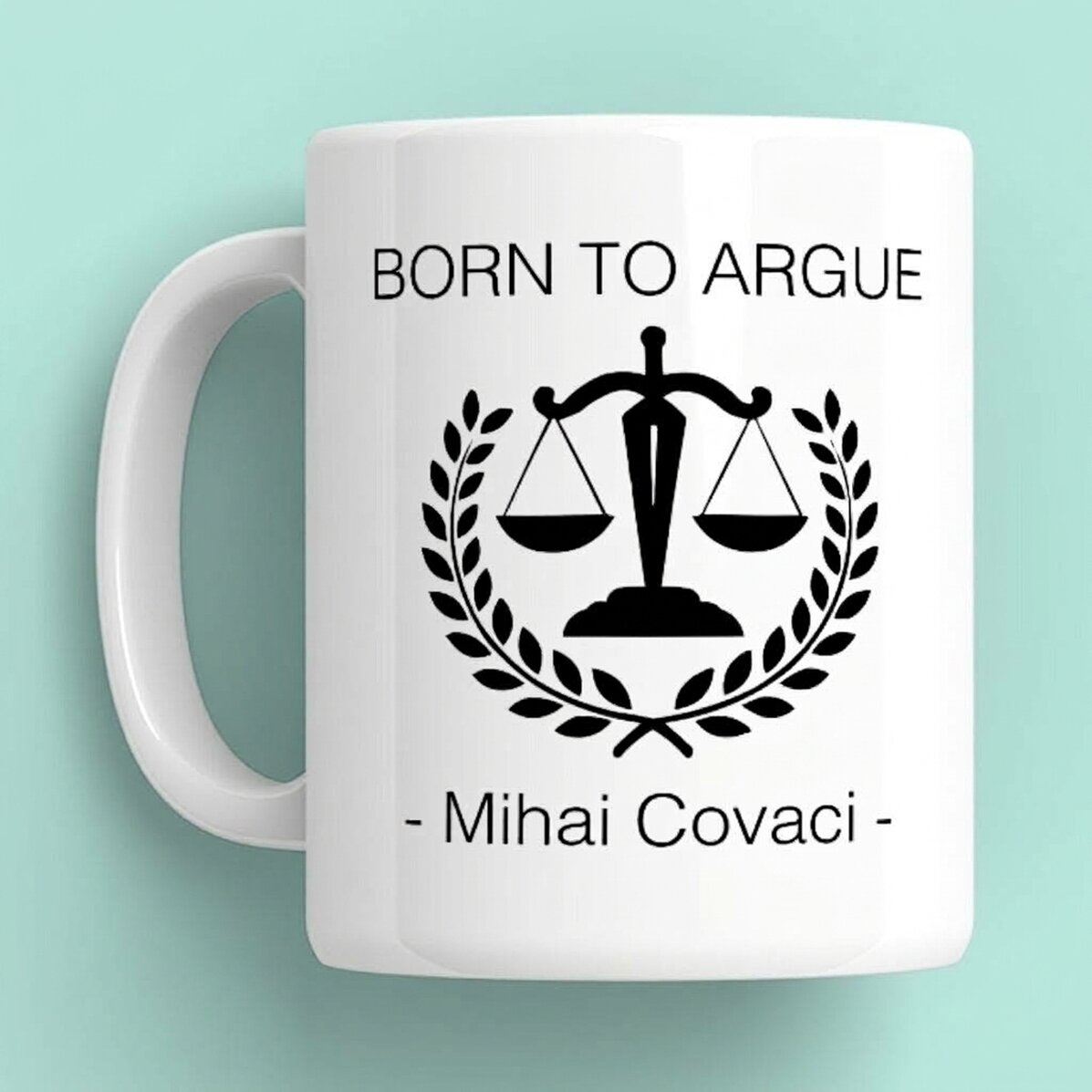 Gepersonaliseerde mok met tekst voor advocaten - Born to argue