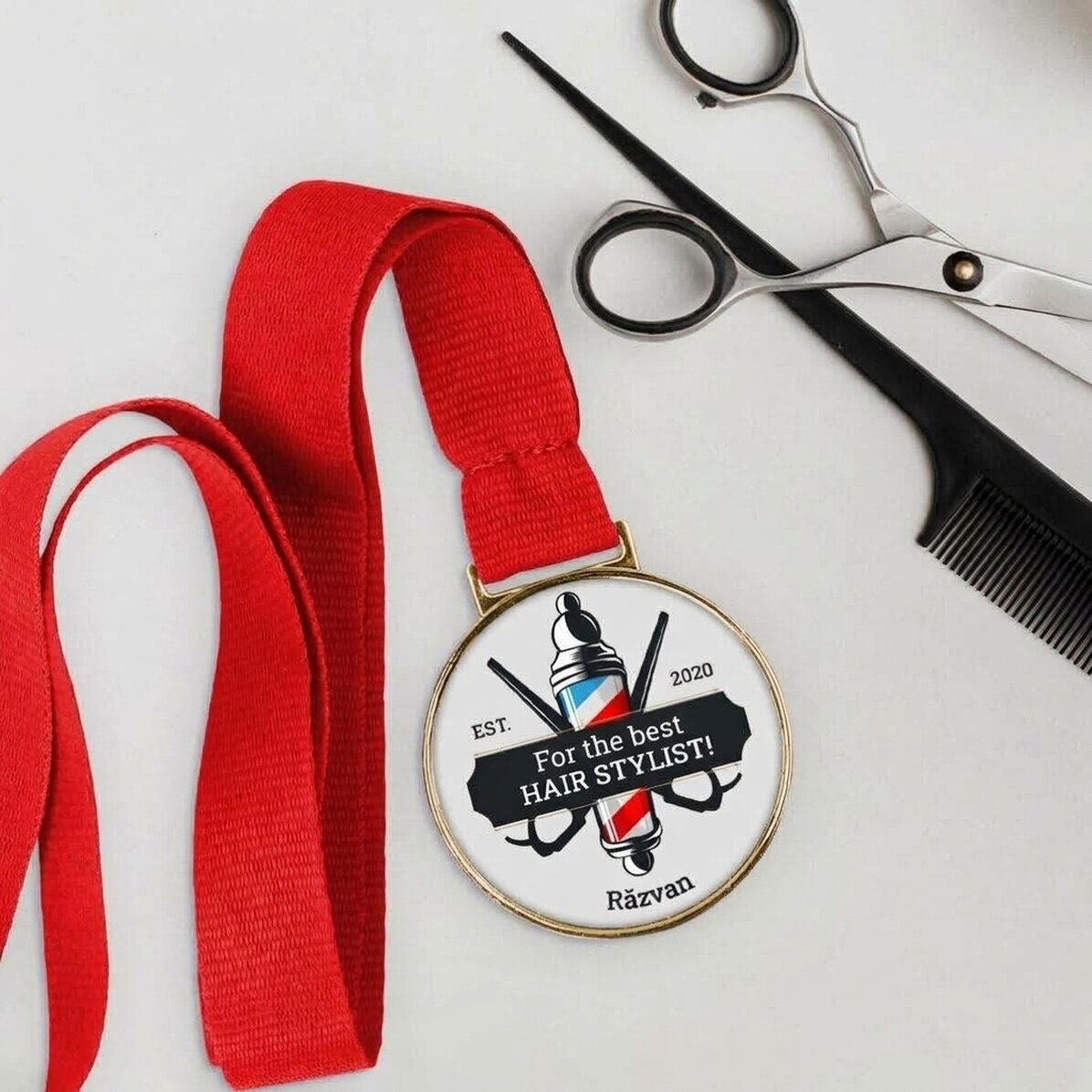 Gepersonaliseerde medaille met boodschap - Haarstylist