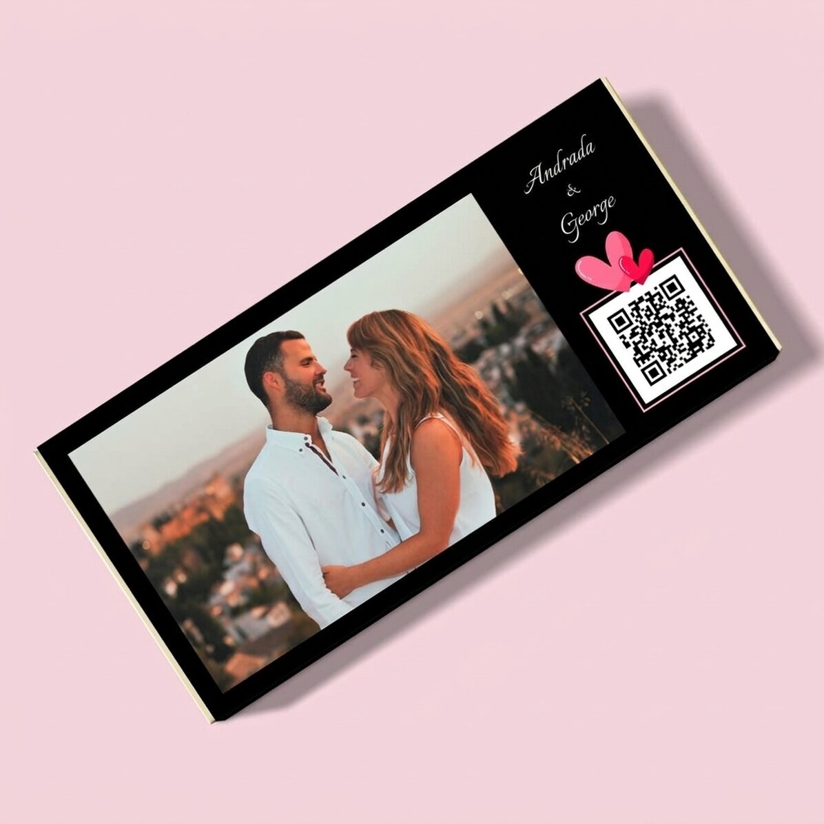 Chocolade met een foto, tekst en QR-code naar keuze - Love