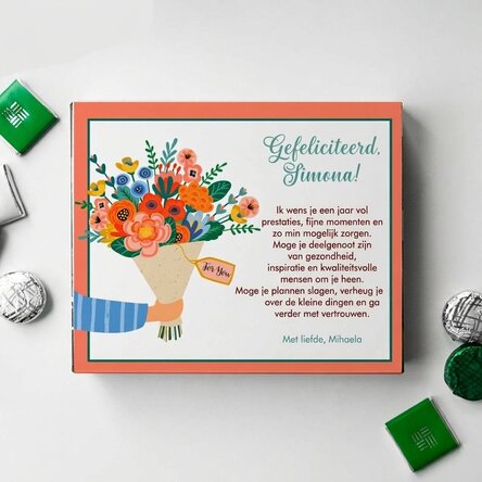 Gepersonaliseerde bonbonnière met tekst - Bloemen