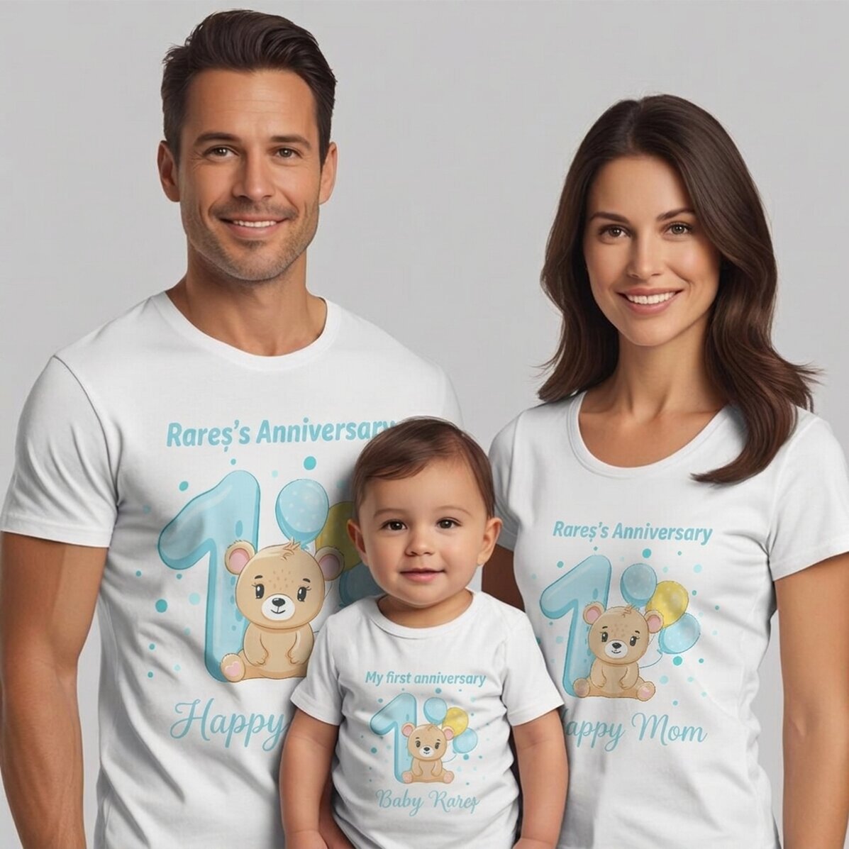 Gepersonaliseerd katoenen T-shirt voor kinderen/volwassenen - Eerste verjaardag