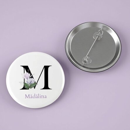Gepersonaliseerde button met naam en initiaal - Floral