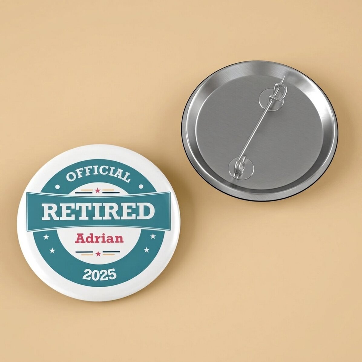 Gepersonaliseerde button met tekst - Gepensioneerde