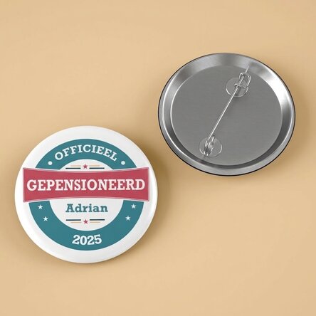 Gepersonaliseerde button met tekst - Gepensioneerde