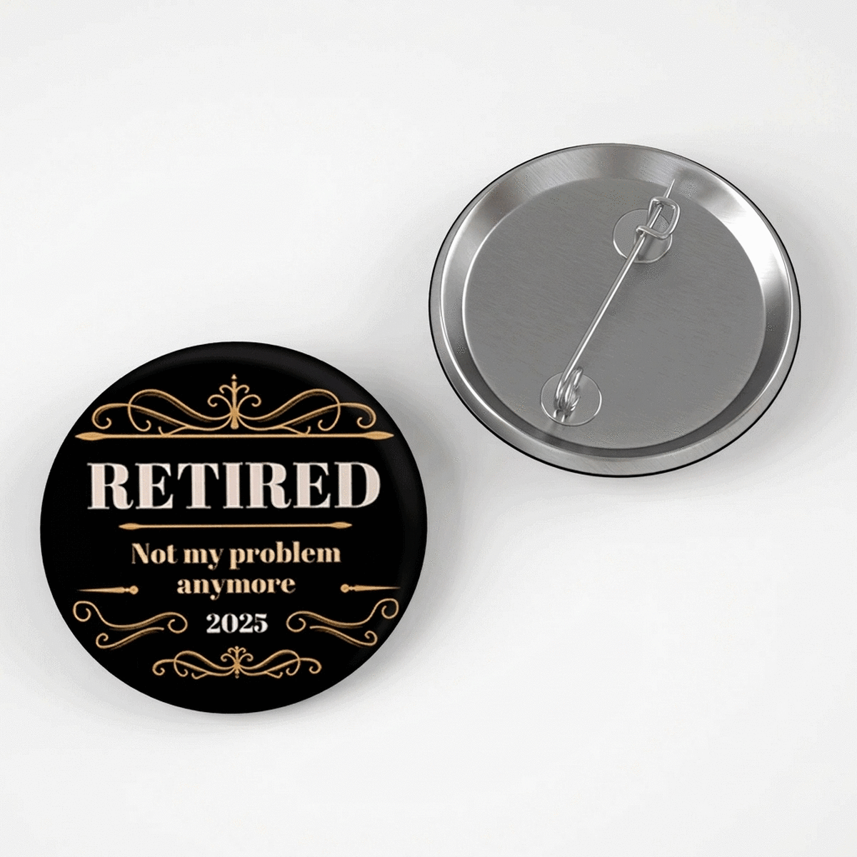Gepersonaliseerde button met tekst - Gepensioneerde