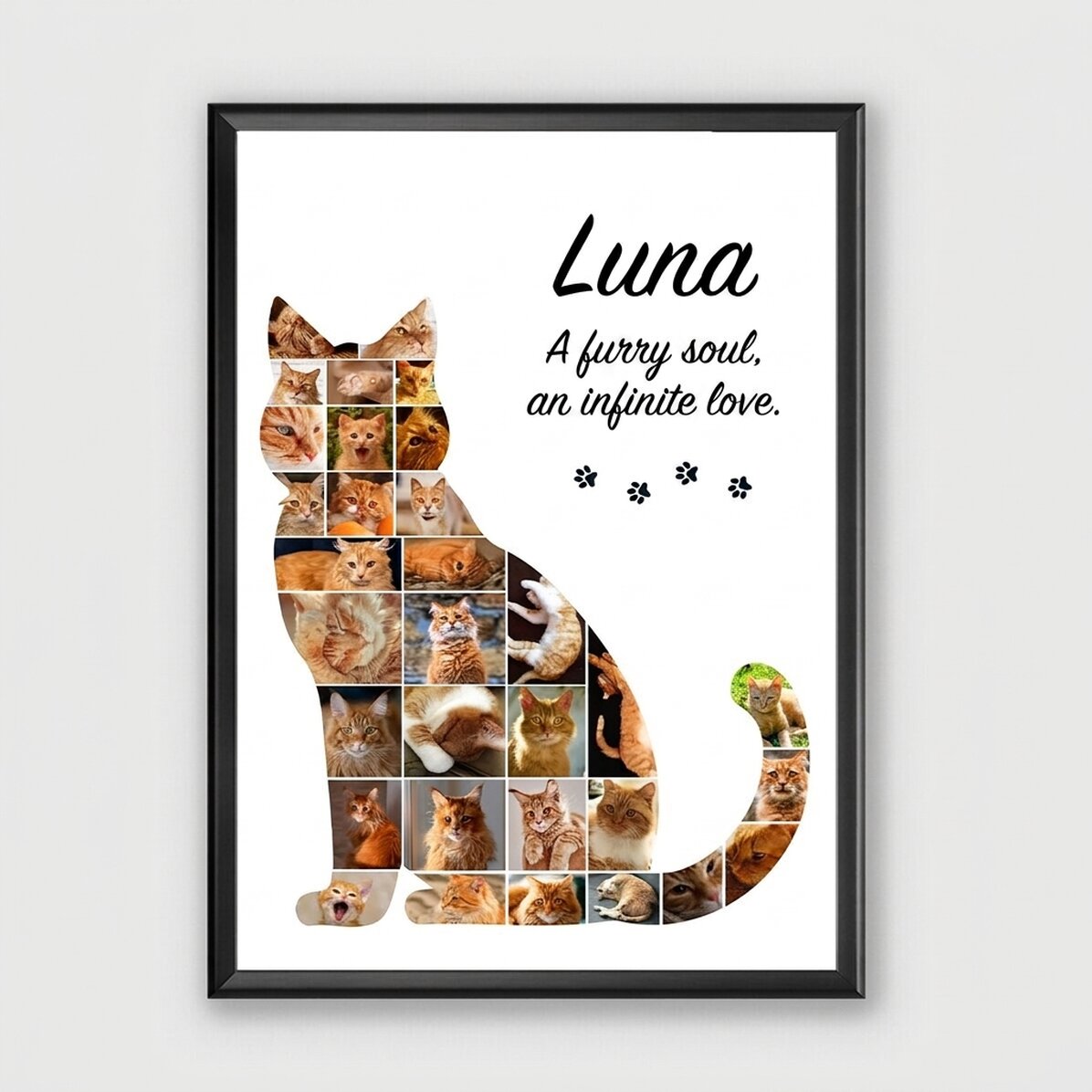 Gepersonaliseerd schilderij met 32 foto’s en tekst - Kat