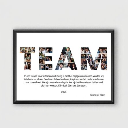 Gepersonaliseerd schilderij met 29 foto's en tekst - Best Team