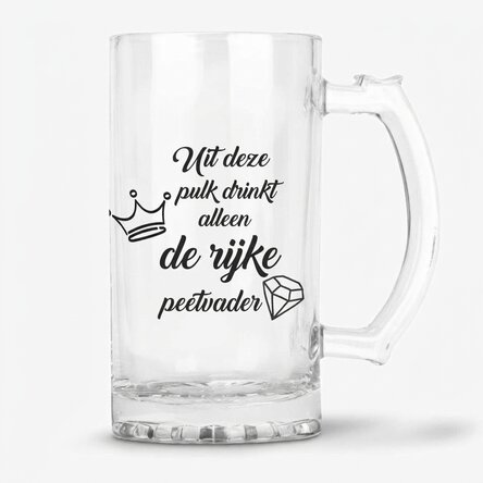 Een gepersonaliseerde bierpul met een boodschap voor papa