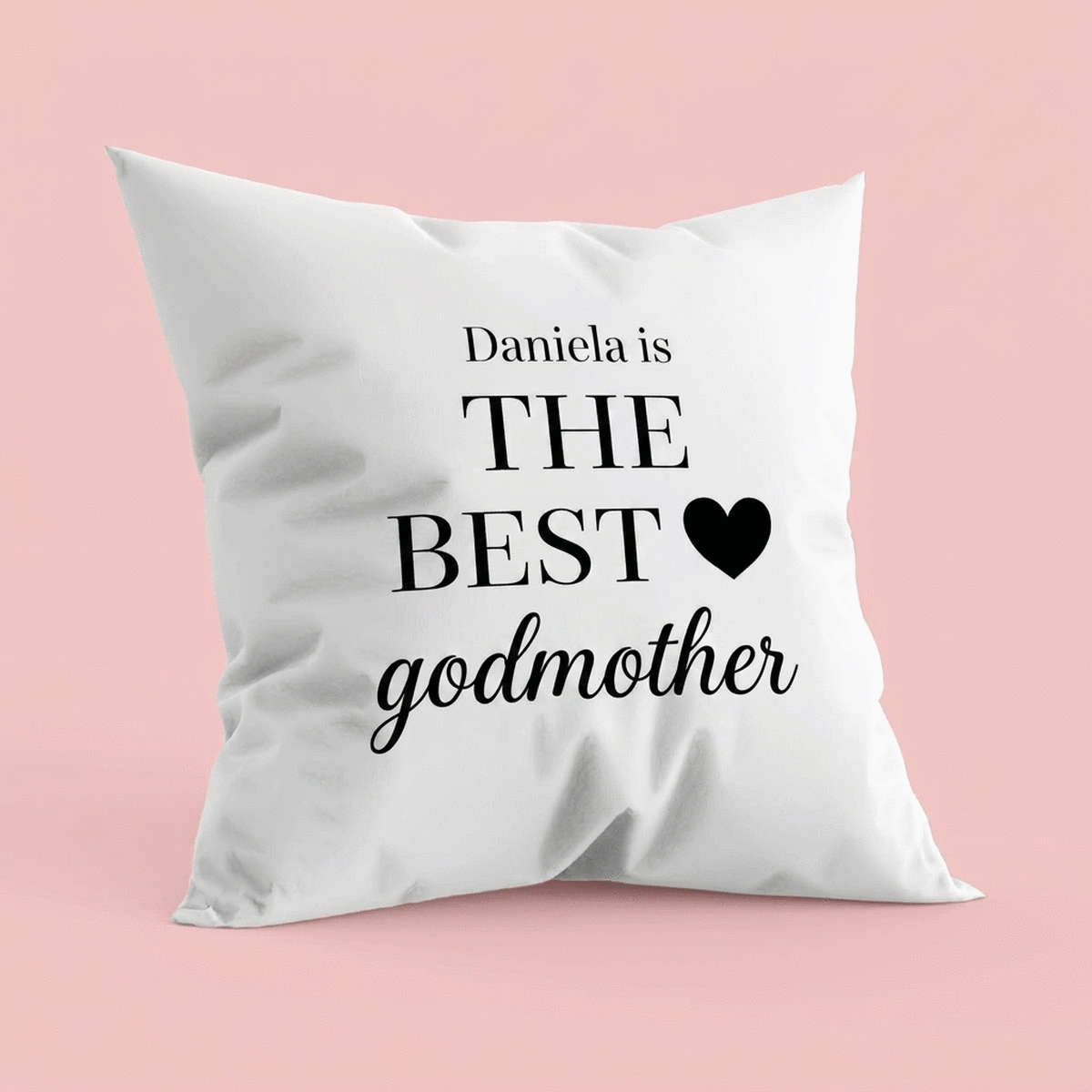 Gepersonaliseerd kussen met boodschap voor peetouders