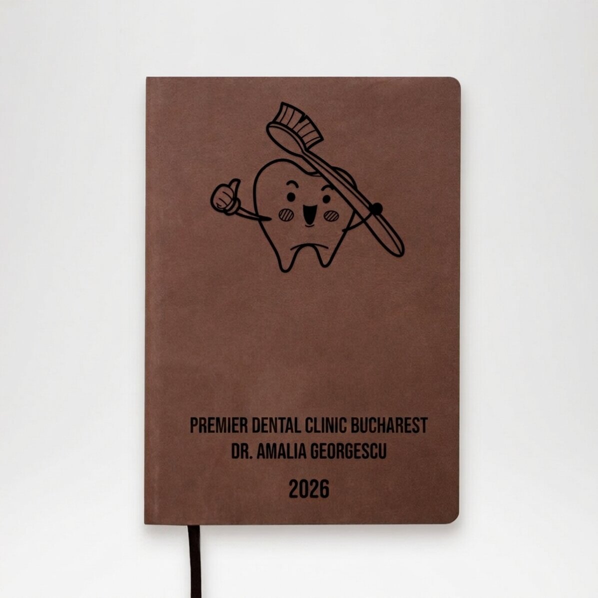 Gepersonaliseerde lederen agenda met tekst - Tandarts