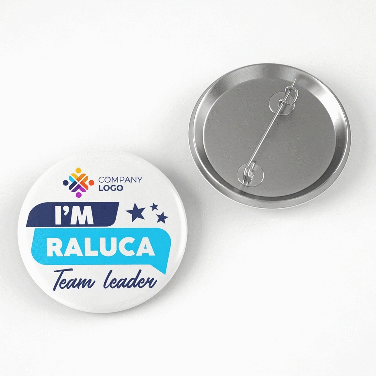 Gepersonaliseerde button met tekst en logo - Team