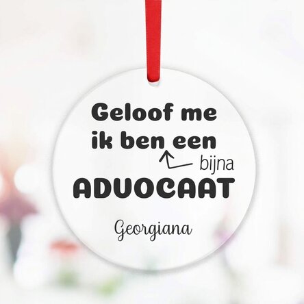 Ronde, gepersonaliseerde sieraden met tekst - Advocaat